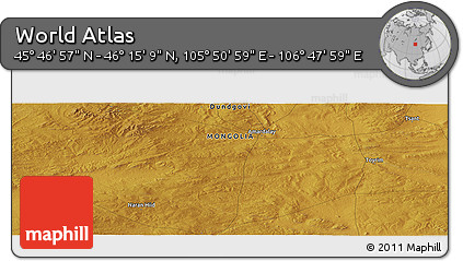 Physical Panoramic Map of the Area around 46° 1' 3" N, 106° 19' 29" E