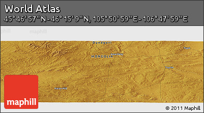Physical Panoramic Map of the Area around 46° 1' 3" N, 106° 19' 29" E