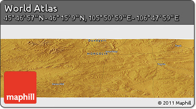 Physical Panoramic Map of the Area around 46° 1' 3" N, 106° 19' 29" E