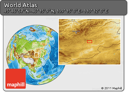 Physical Location Map of the Area around 46° 1' 3" N, 109° 43' 29" E