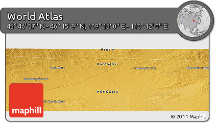 Physical Panoramic Map of the Area around 46° 1' 3" N, 109° 43' 29" E