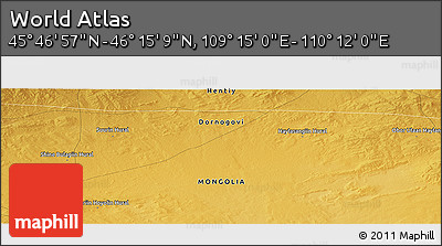 Physical Panoramic Map of the Area around 46° 1' 3" N, 109° 43' 29" E