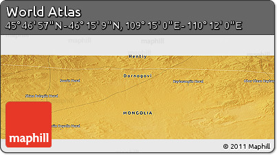 Physical Panoramic Map of the Area around 46° 1' 3" N, 109° 43' 29" E