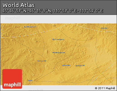 Physical 3D Map of the Area around 46° 1' 3" N, 111° 25' 30" E