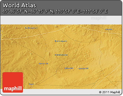 Physical 3D Map of the Area around 46° 1' 3" N, 111° 25' 30" E