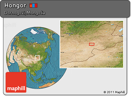 Satellite Location Map of Hongor