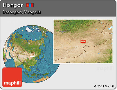 Satellite Location Map of Hongor