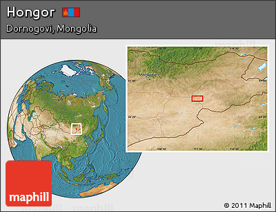 Satellite Location Map of Hongor