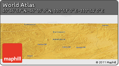 Physical Panoramic Map of the Area around 46° 1' 3" N, 111° 25' 30" E