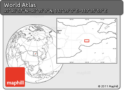 Blank Location Map of the Area around 46° 1' 3" N, 113° 7' 30" E