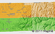 Political 3D Map of the area around 46° 1' 3" N, 118° 4' 29" W