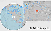 Gray Location Map of the area around 46° 1' 3" N, 118° 4' 29" W, hill shading