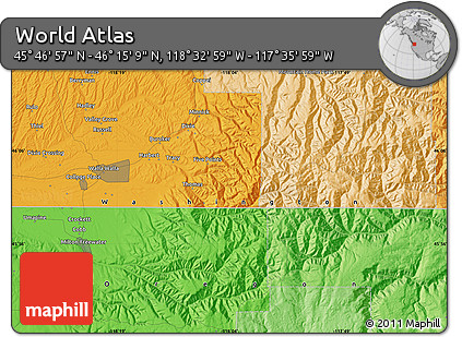 Political Map of the Area around 46° 1' 3" N, 118° 4' 29" W