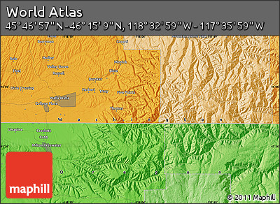 Political Map of the Area around 46° 1' 3" N, 118° 4' 29" W
