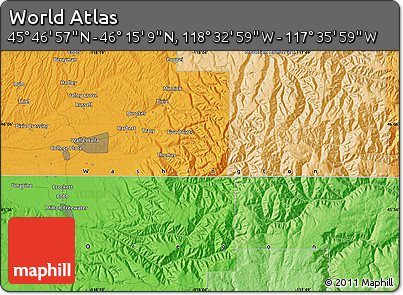 Political Map of the Area around 46° 1' 3" N, 118° 4' 29" W