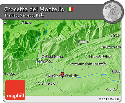 Political 3D Map of Crocetta Del Montello