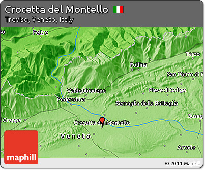 Political 3D Map of Crocetta Del Montello
