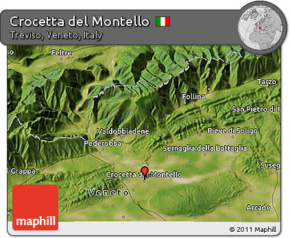 Satellite 3D Map of Crocetta Del Montello