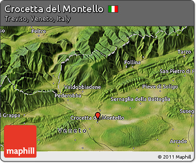 Satellite 3D Map of Crocetta Del Montello