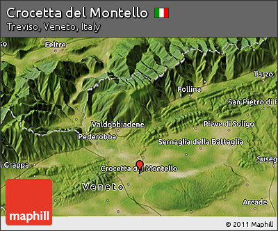 Satellite 3D Map of Crocetta Del Montello