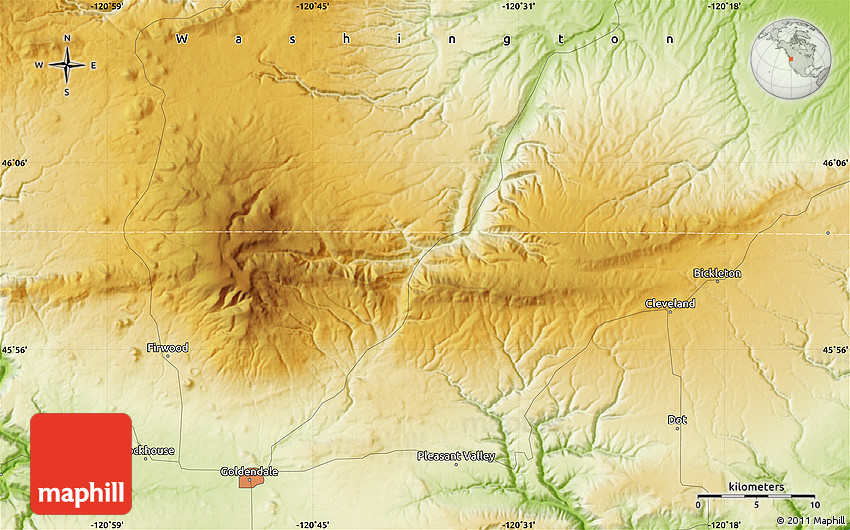 Physical Map of Goldendale