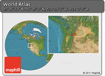 Satellite Location Map of the Area around 46° 1' 3" N, 121° 28' 29" W