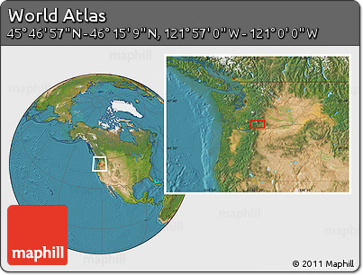 Satellite Location Map of the Area around 46° 1' 3" N, 121° 28' 29" W