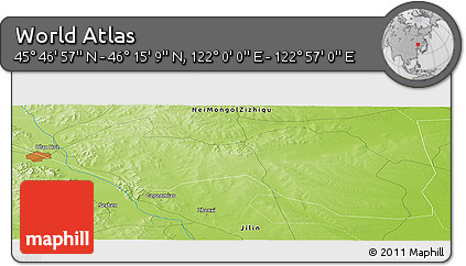 Physical Panoramic Map of the Area around 46° 1' 3" N, 122° 28' 29" E