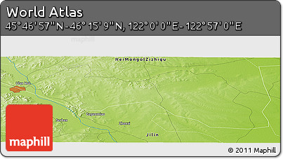 Physical Panoramic Map of the Area around 46° 1' 3" N, 122° 28' 29" E