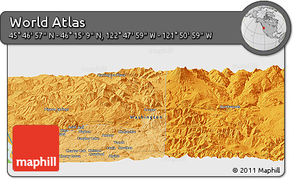 Political Panoramic Map of the Area around 46° 1' 3" N, 122° 19' 29" W