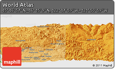 Political Panoramic Map of the Area around 46° 1' 3" N, 122° 19' 29" W