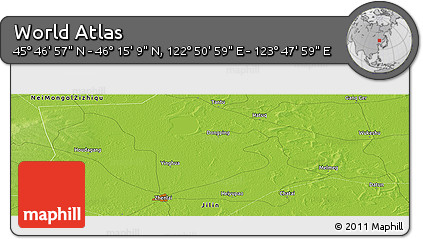 Physical Panoramic Map of the Area around 46° 1' 3" N, 123° 19' 29" E