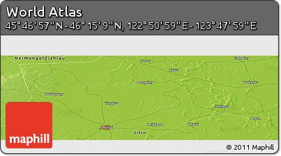 Physical Panoramic Map of the Area around 46° 1' 3" N, 123° 19' 29" E