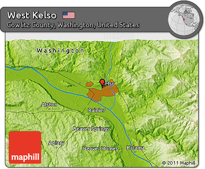 Physical 3D Map of West Kelso