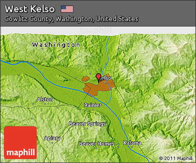 Physical 3D Map of West Kelso