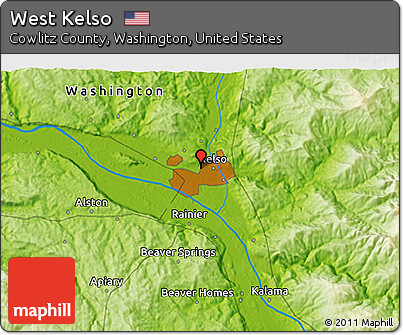 Physical 3D Map of West Kelso