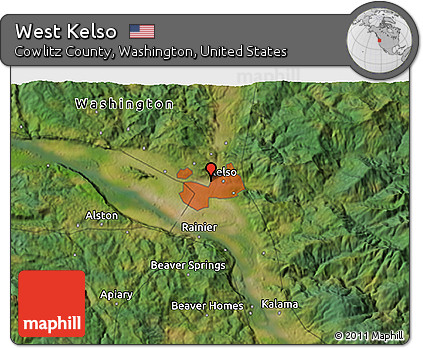 Satellite 3D Map of West Kelso