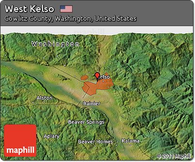 Satellite 3D Map of West Kelso