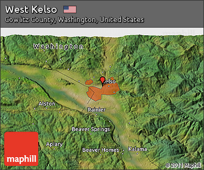 Satellite 3D Map of West Kelso