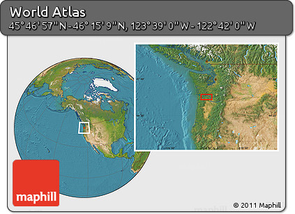 Satellite Location Map of the Area around 46° 1' 3" N, 123° 10' 30" W