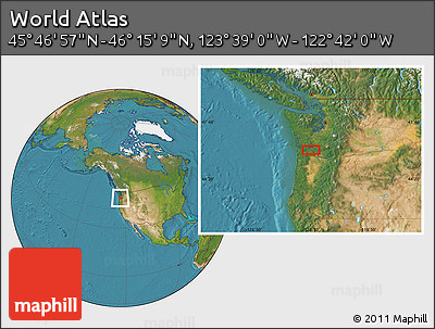 Satellite Location Map of the Area around 46° 1' 3" N, 123° 10' 30" W