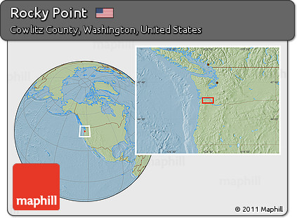 Savanna Style Location Map of Rocky Point, hill shading
