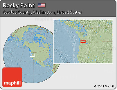 Savanna Style Location Map of Rocky Point, hill shading
