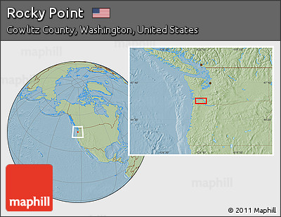 Savanna Style Location Map of Rocky Point, hill shading