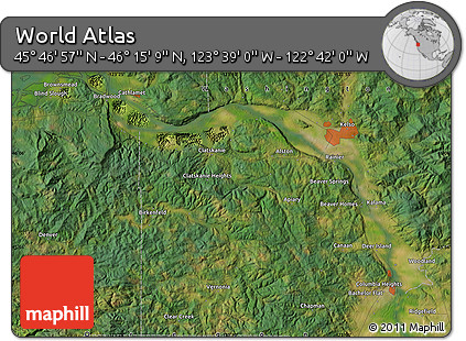 Satellite Map of the Area around 46° 1' 3" N, 123° 10' 30" W