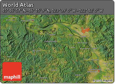 Satellite Map of the Area around 46° 1' 3" N, 123° 10' 30" W