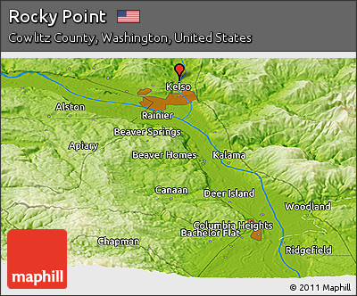 Physical Panoramic Map of Rocky Point