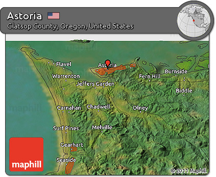 Satellite 3D Map of Astoria