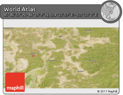 Satellite 3D Map of the Area around 46° 1' 3" N, 125° 1' 30" E
