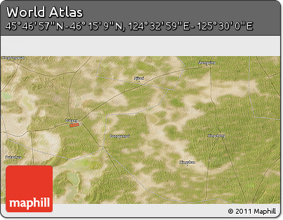 Satellite 3D Map of the Area around 46° 1' 3" N, 125° 1' 30" E